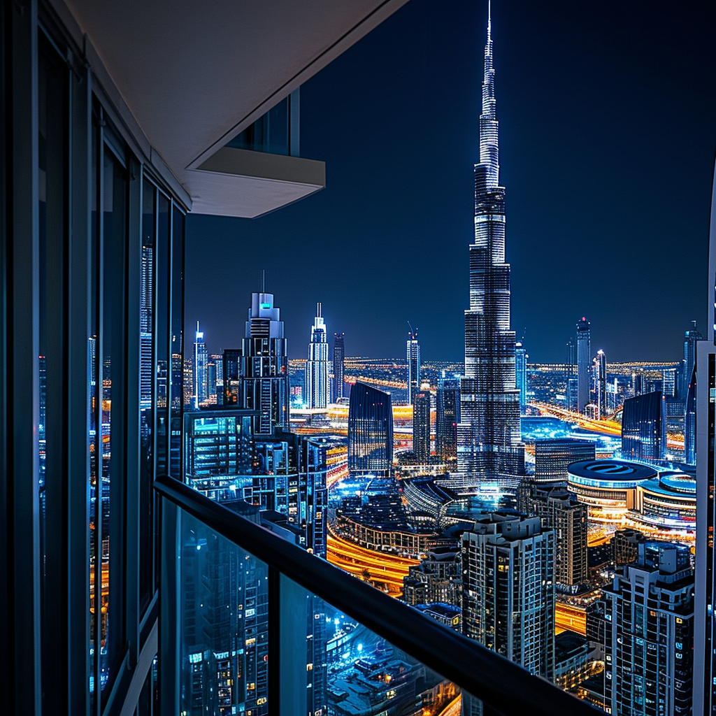 Dubai city skyline at night