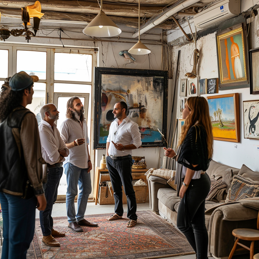 Group of Dubai expats at artist's atelier