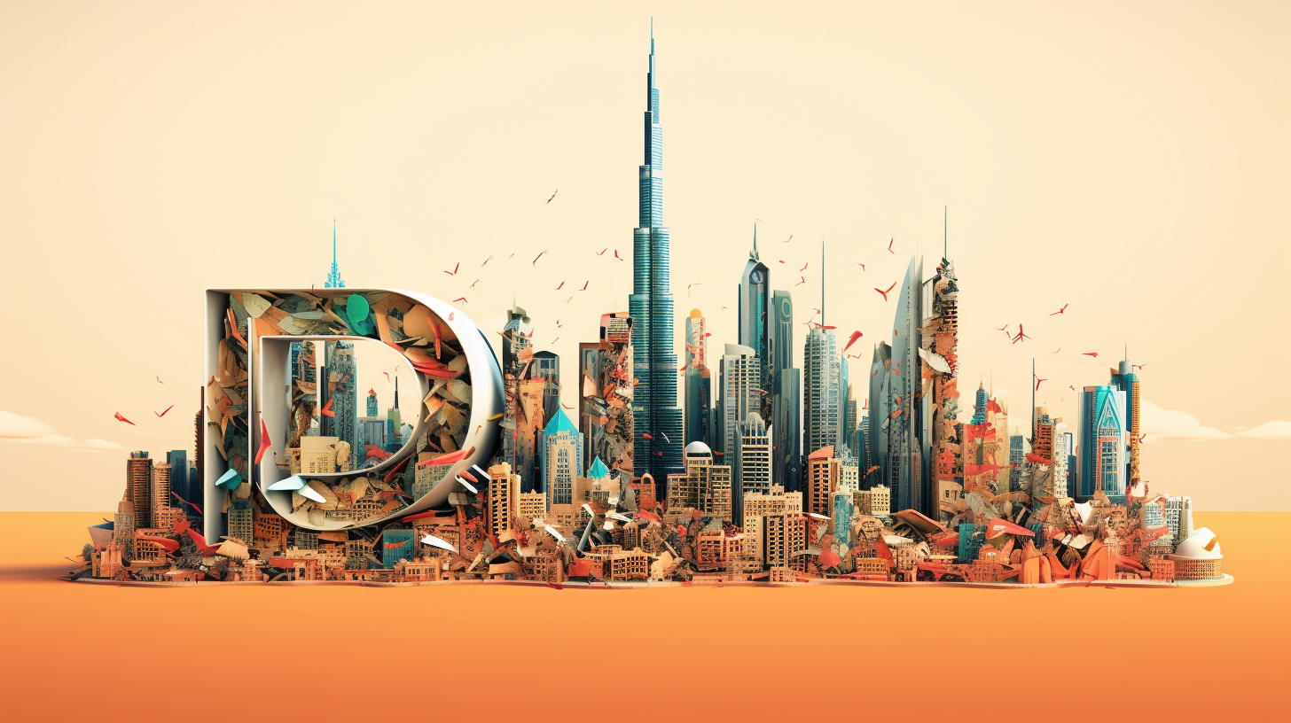 Graphic design showcasing Dubai's vibrant culture and architecture