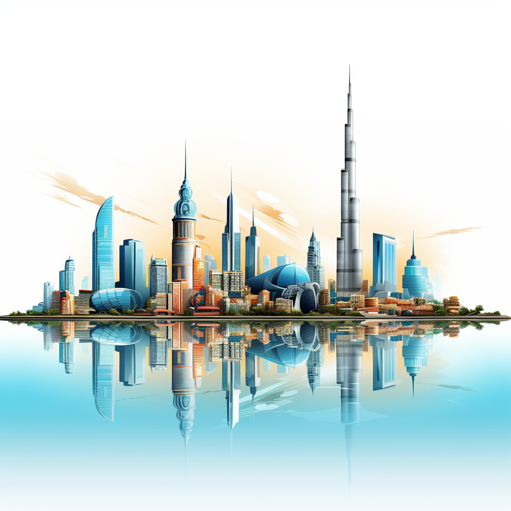 Dubai city vector on white background