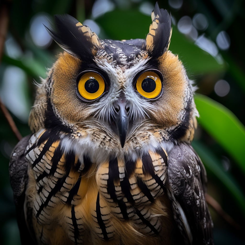 Colorful Duck-Faced Owl-Tanager Photograph