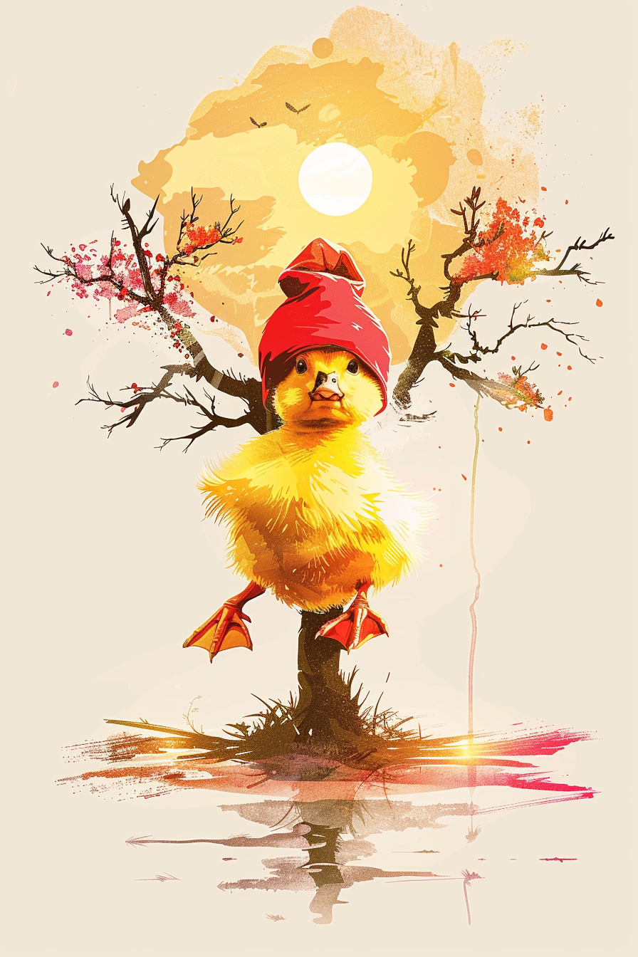 duckling yoga red hat