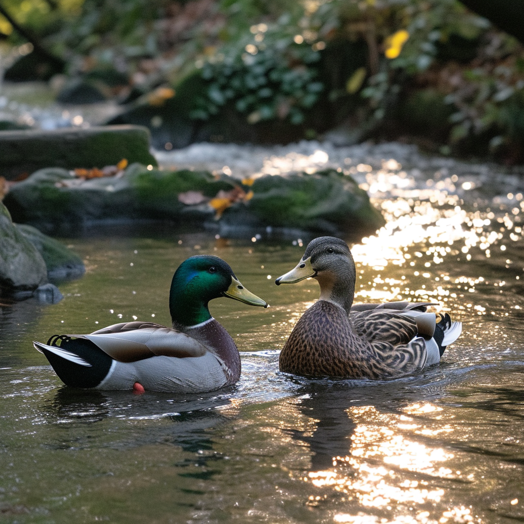 Ducks in Love Swimming