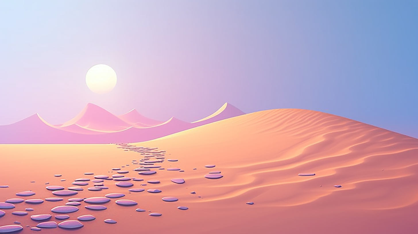 Image of tokens launching from dunes with gradients and drop shadow