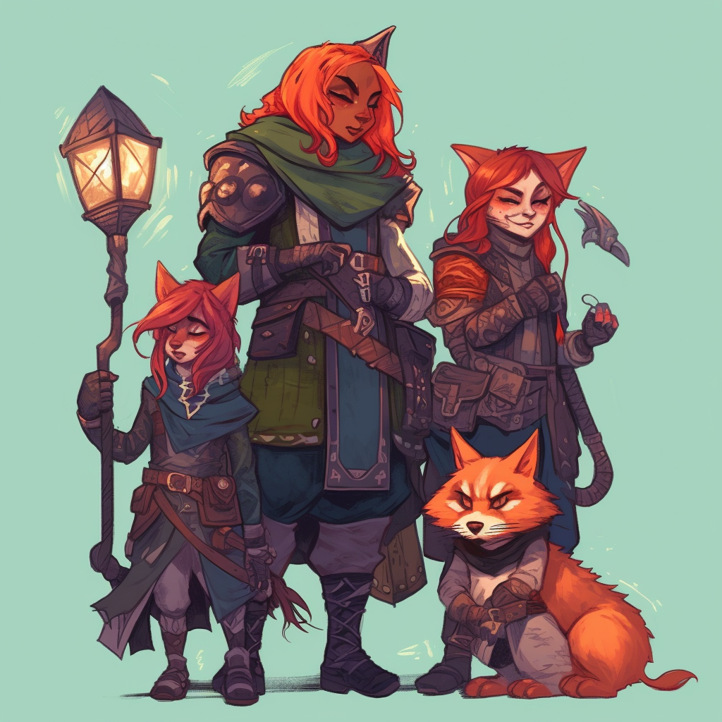 Group of fantasy dungeon adventurers