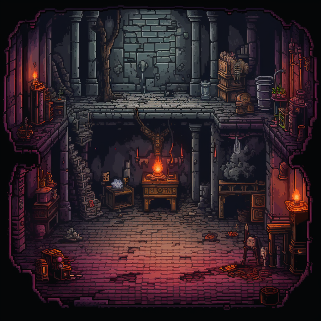 Dungeon Crawler Scene Pixel Art