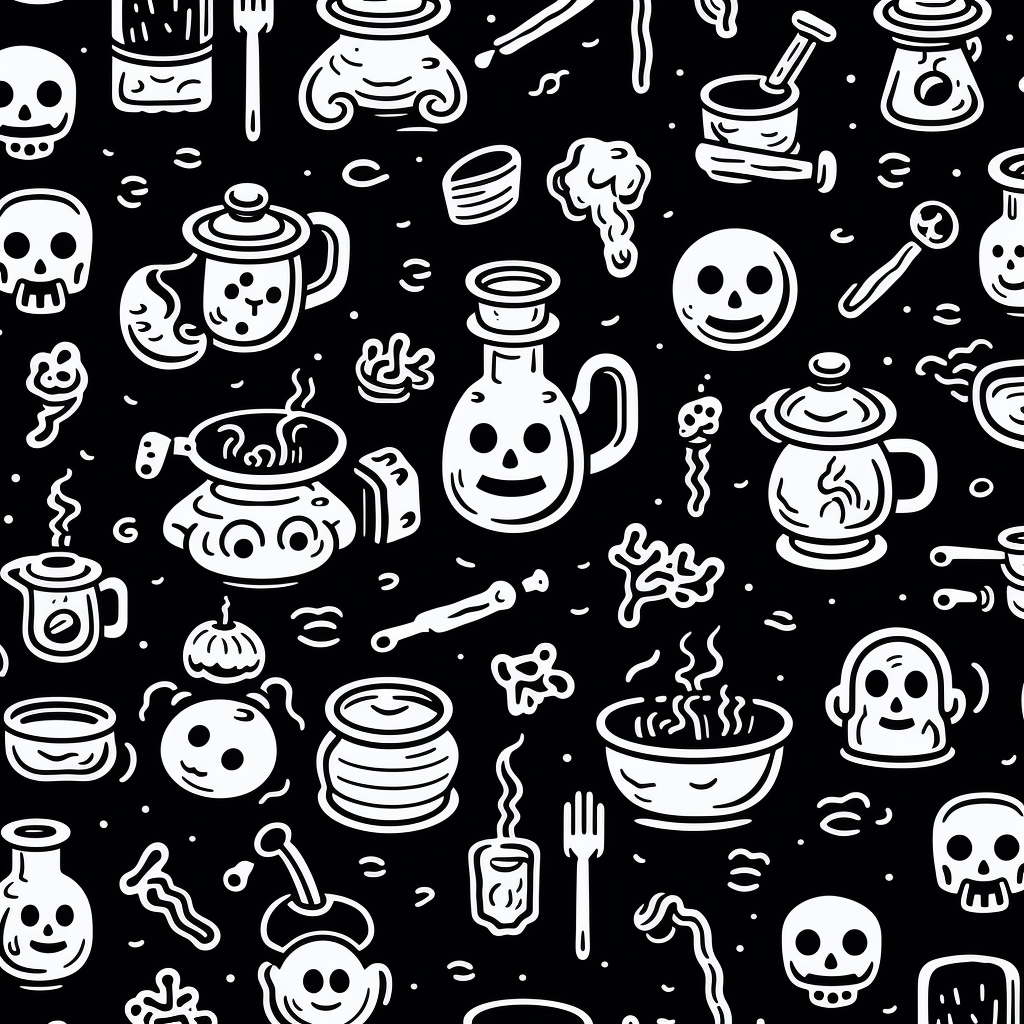 Black and white dungeon soup repeat pattern