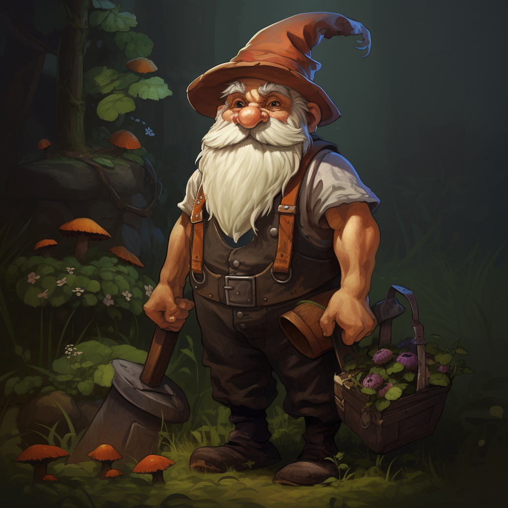 Gnome farmer in Dungeons and Dragons style