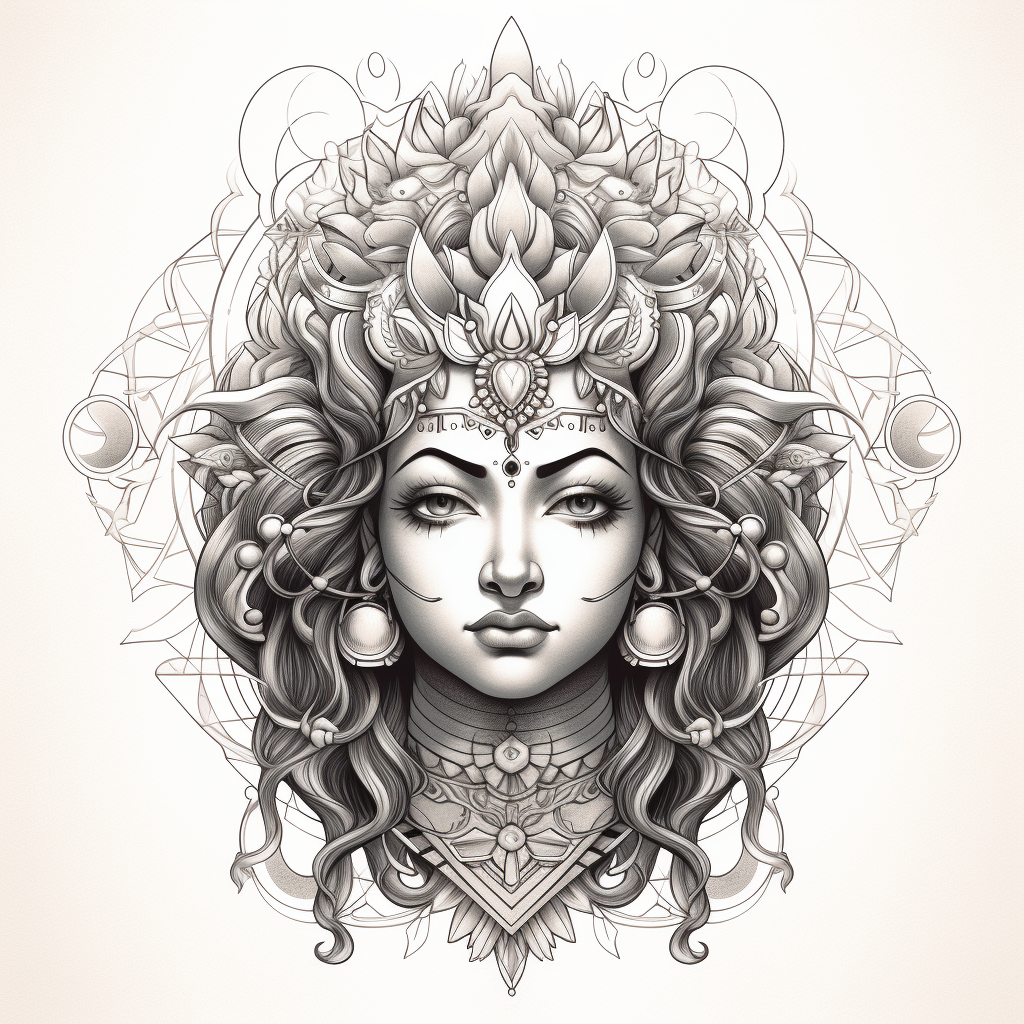 Divine Durga Mata Face Illustration