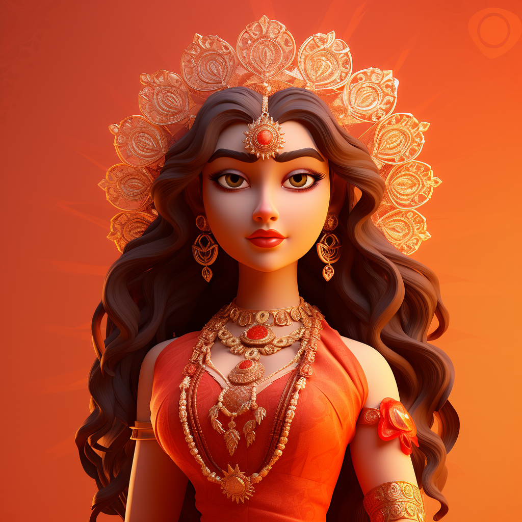 Realistic Minimal Pixar Lord Durga