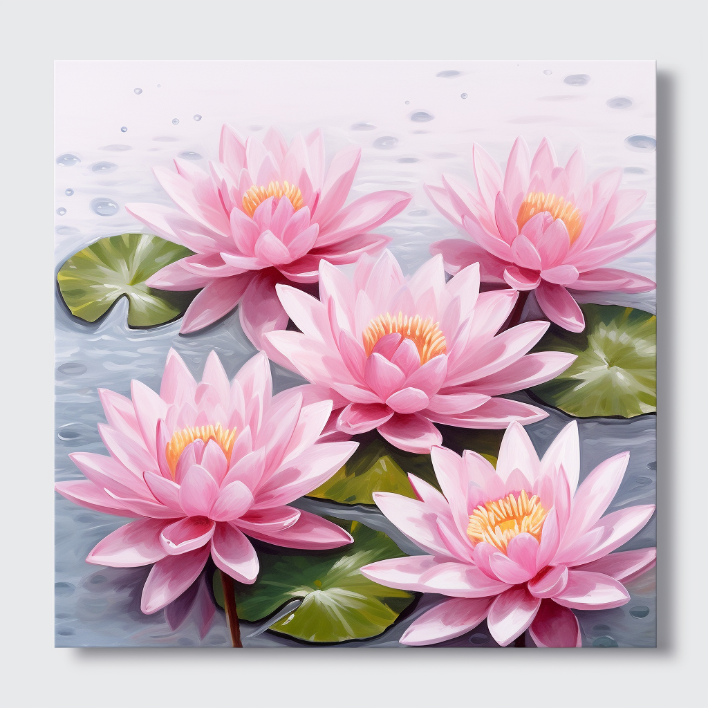 Beautiful dusty rose water lilies on white background