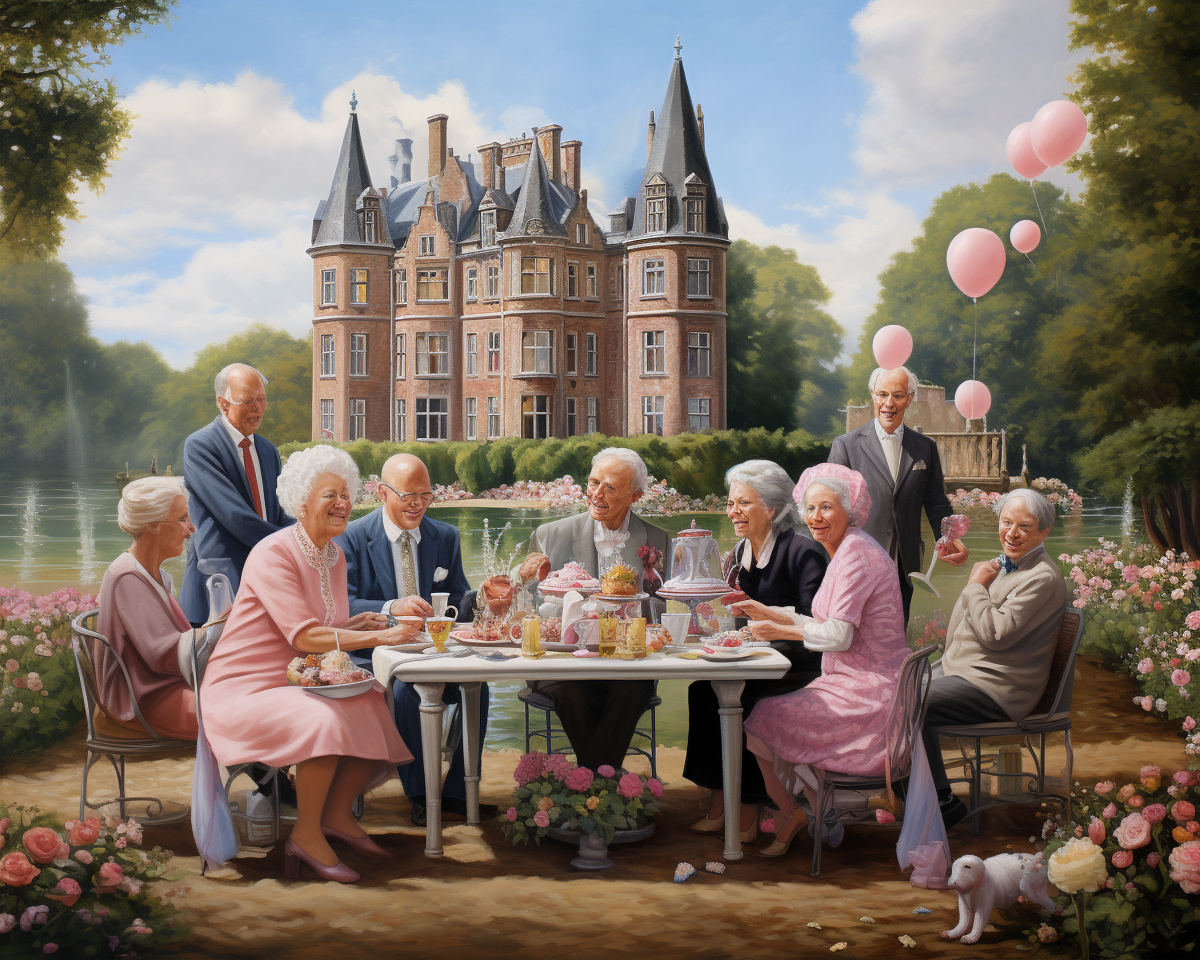 Retired Dutch seniors having high tea