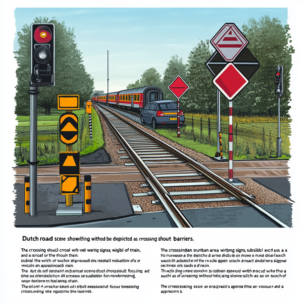 Dutch road level crossing scene