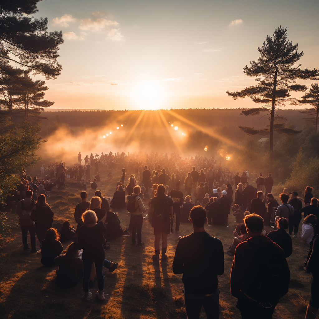 People dancing at Dutch Veluwe underground techno rave