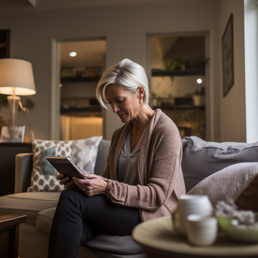 Dutch woman working on iPad