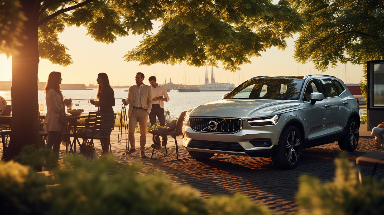 Dutch family admiring their Volvo XC40