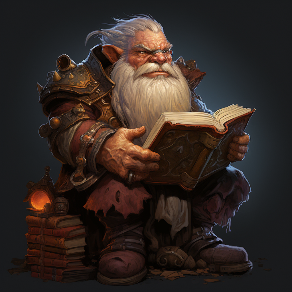 Fantasy Dwarf Librarian with Book