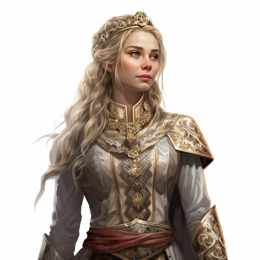 Dwarf Female with Blonde Hair and Crown in D&D Fantasy