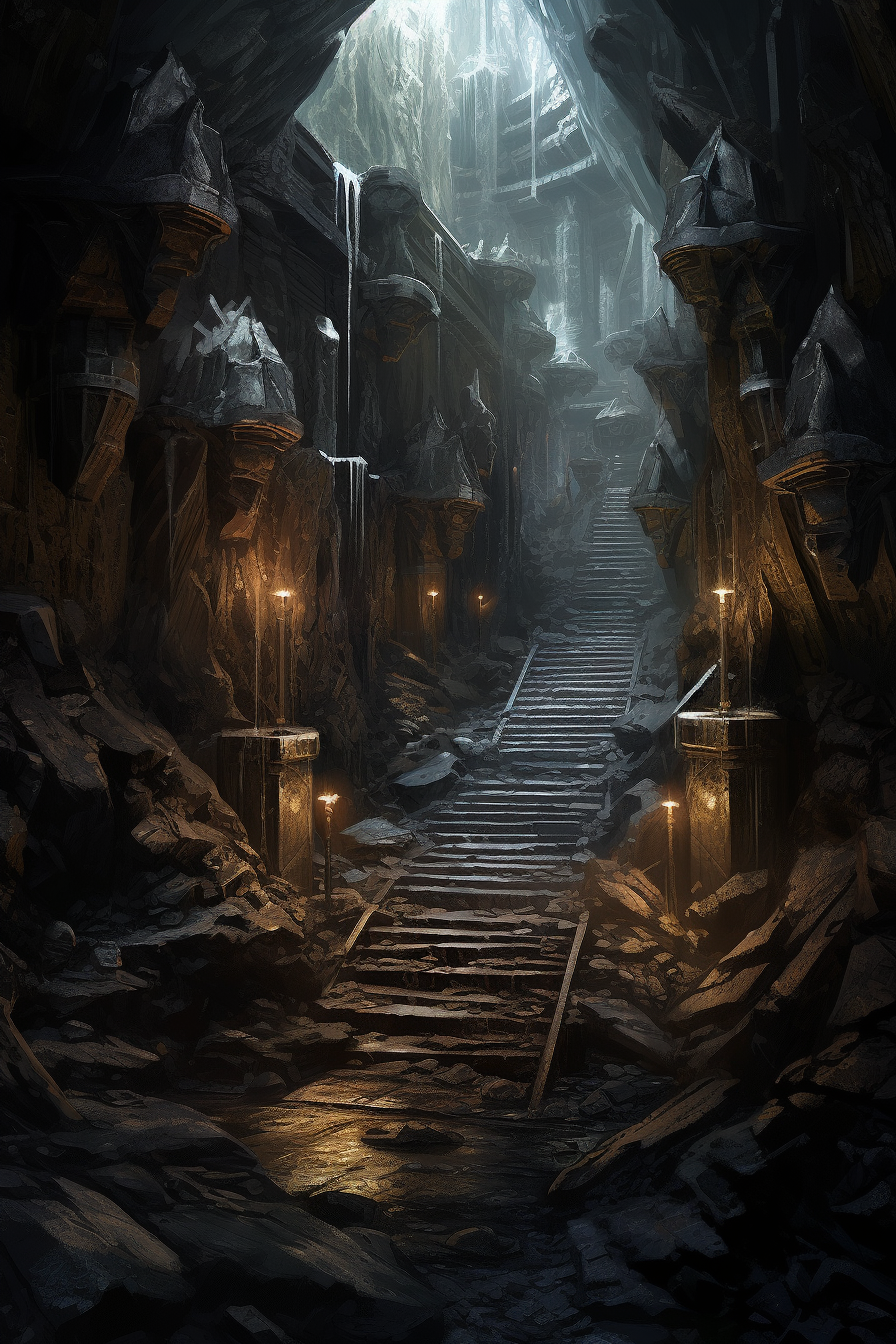 Concept art of dwarven mines