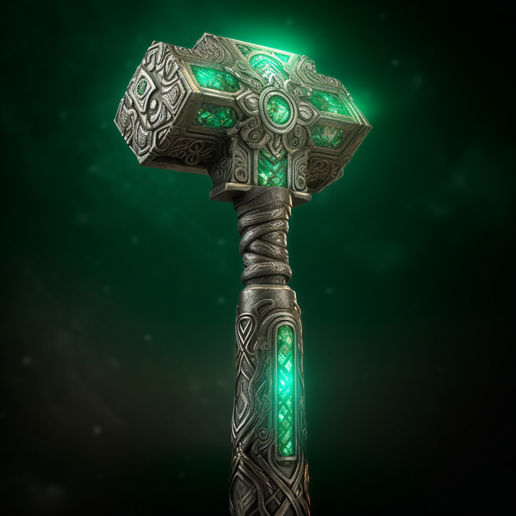 Dwarven war hammer emerald wrath fantasy