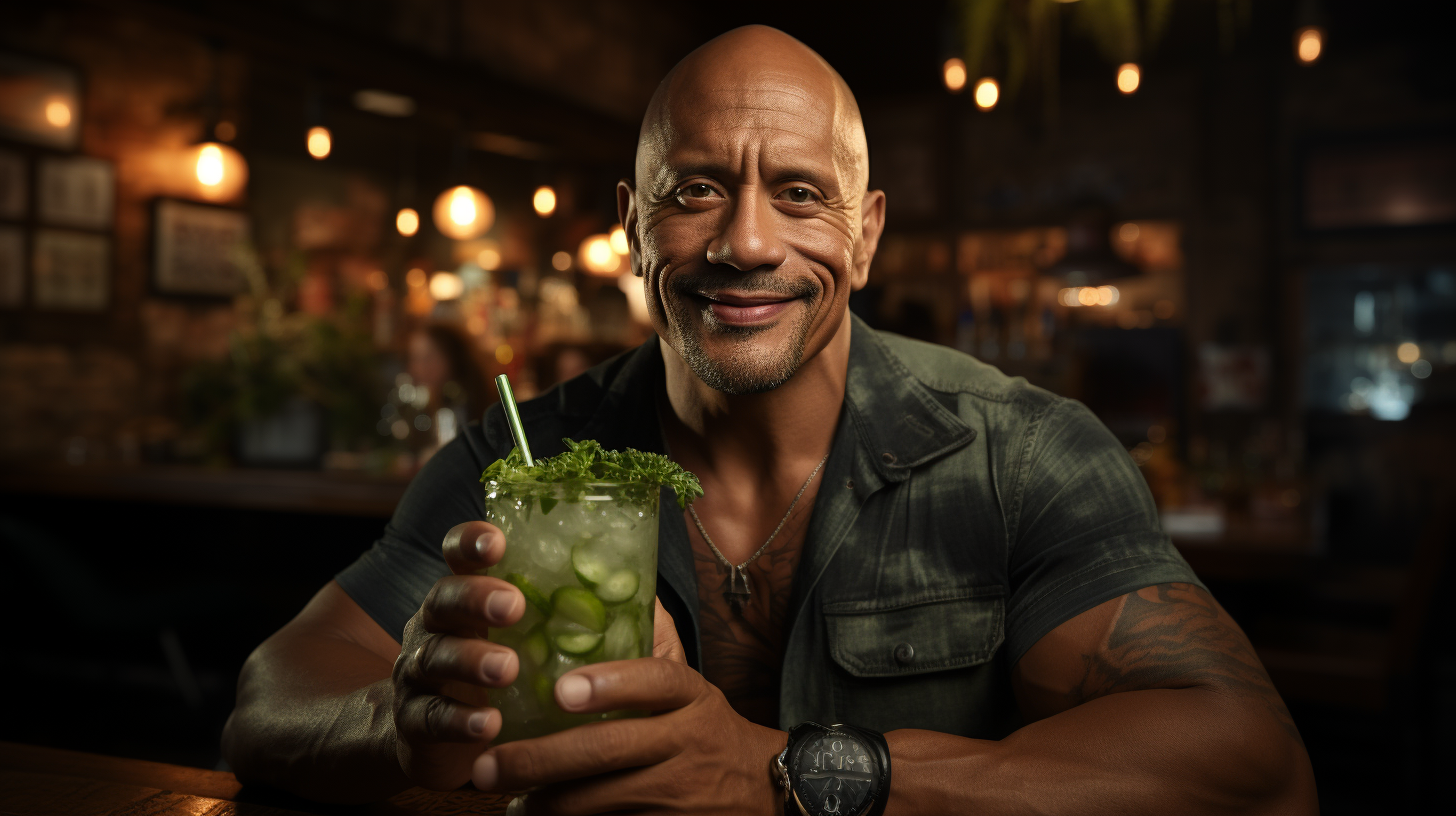 Dwayne Johnson holding Teremana Tequila drink