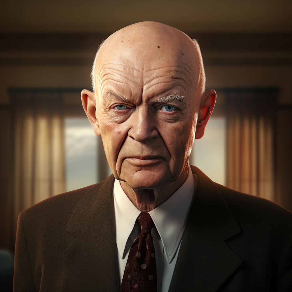 Dwight Eisenhower in hyper-realistic illustration