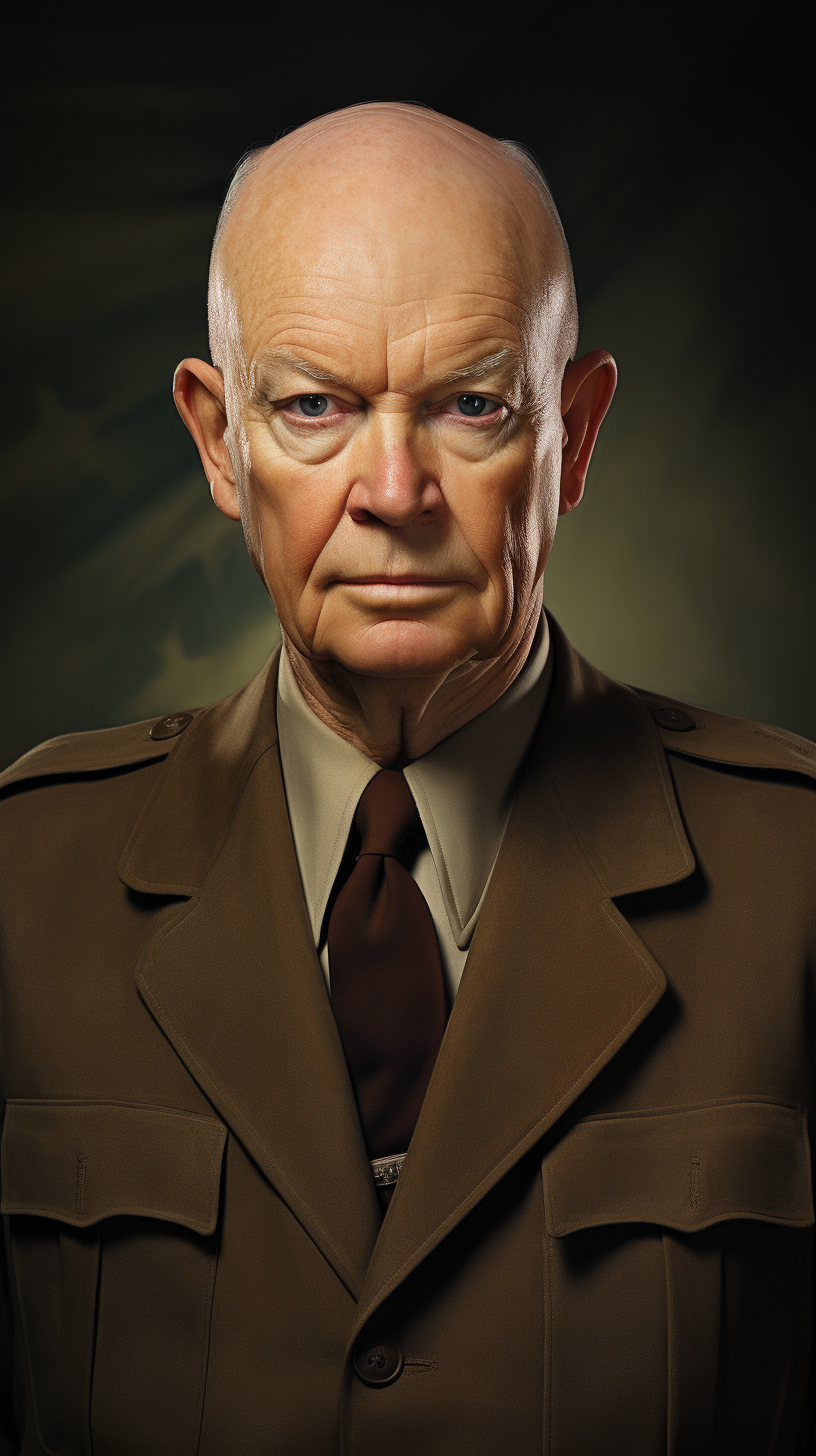 Dwight Eisenhower in hyper-realistic illustration