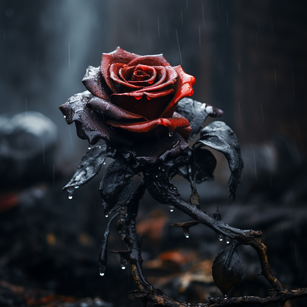 Dying black rose with red aura