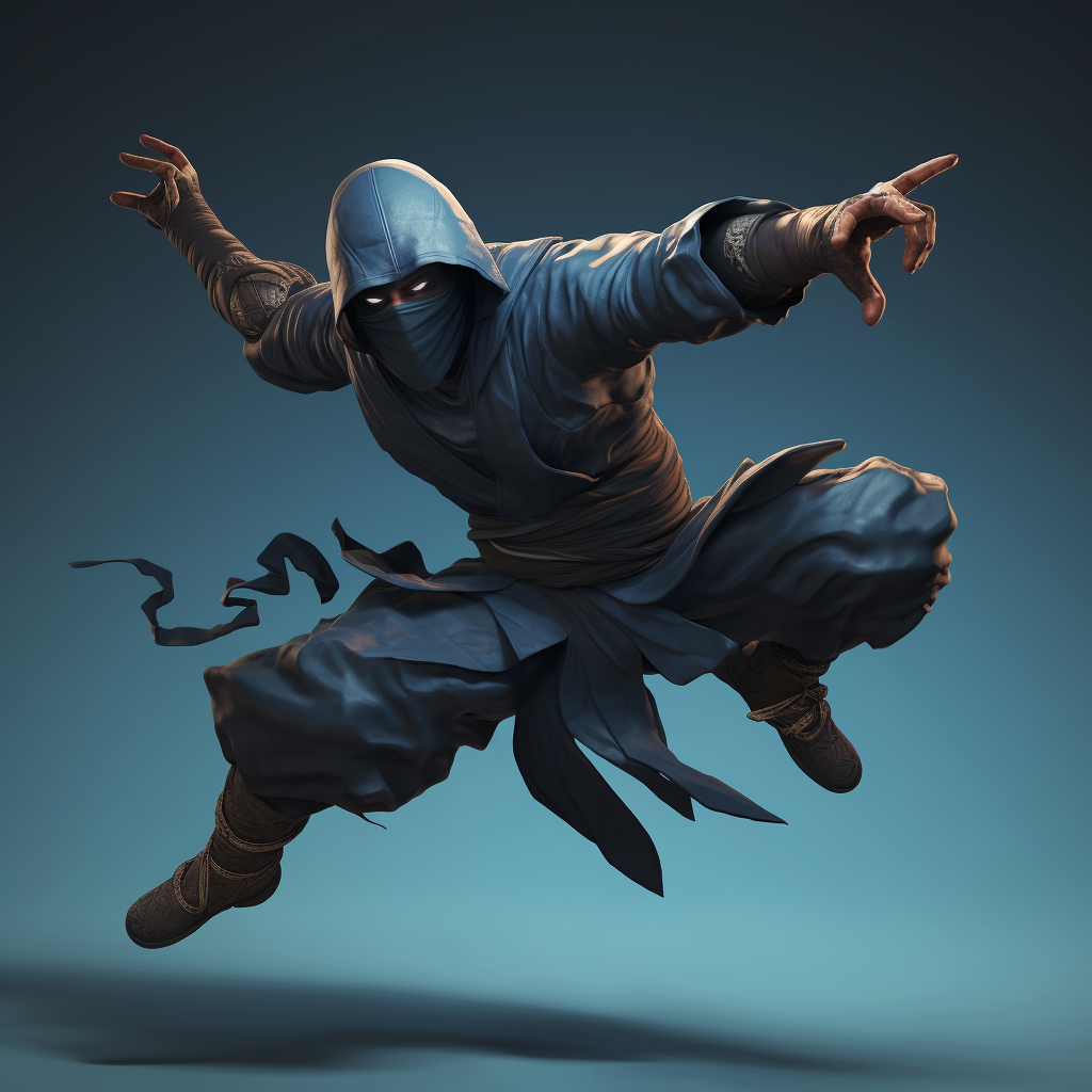 Dynamic Ninja Pose Stock Photo