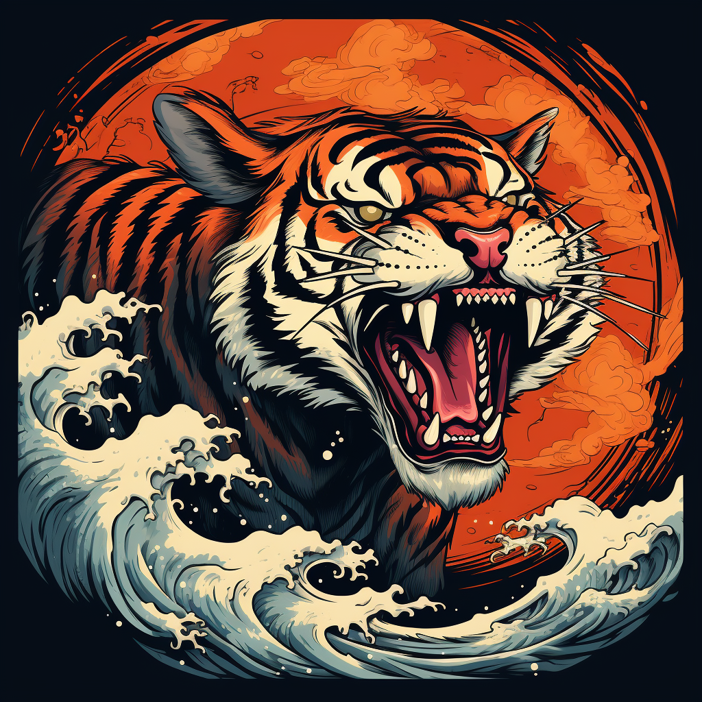 Traditional Japanese Tiger Illustration