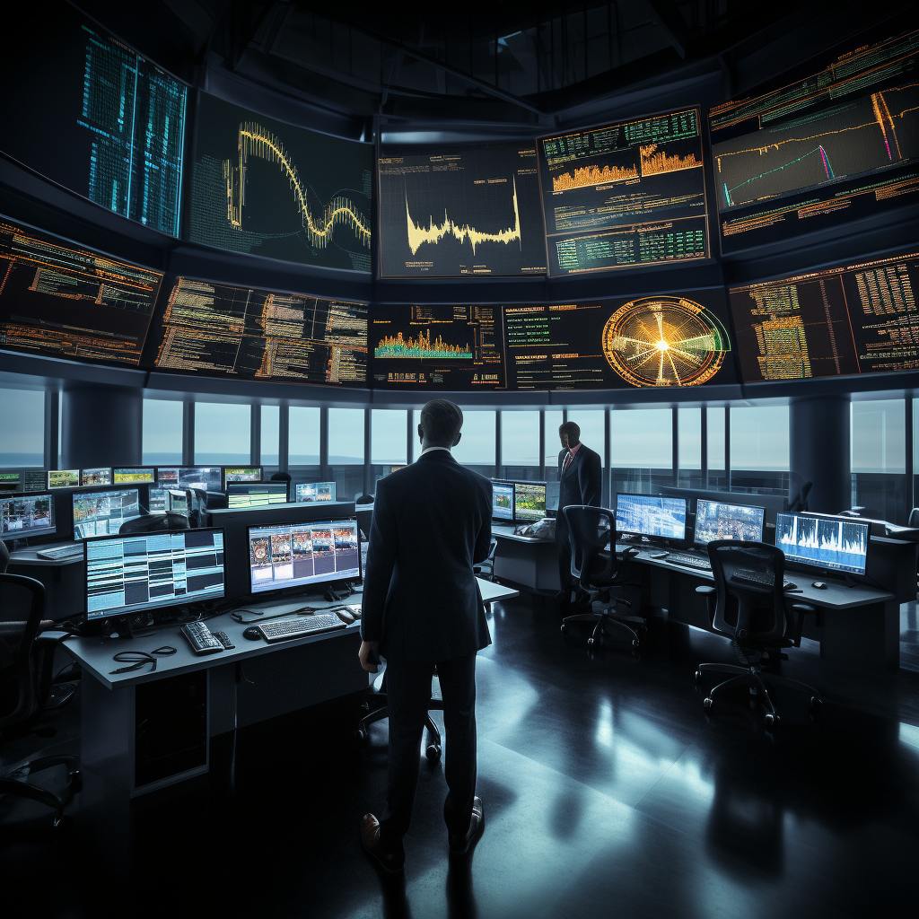 Financial trading floor with dynamic charts