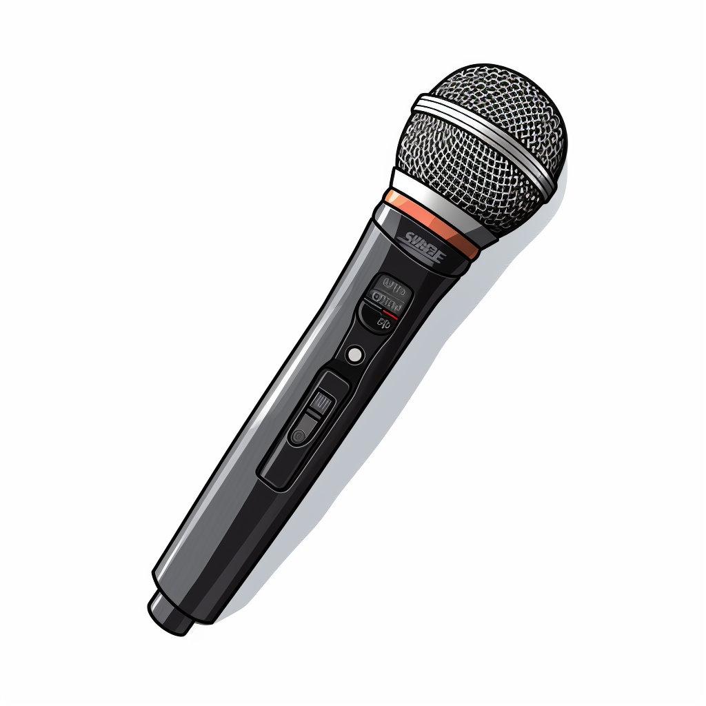 Dynamic handheld microphone cartoon on white background