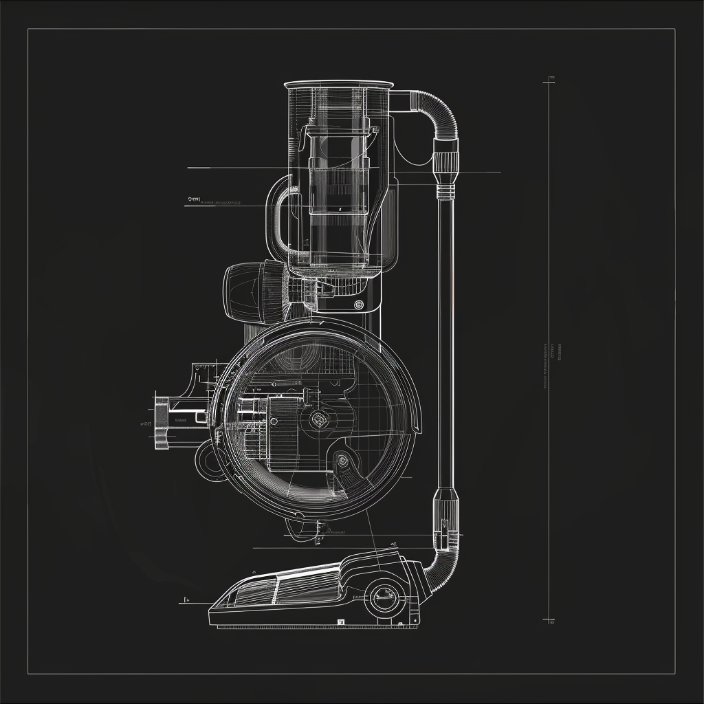 Abstract Dyson vacuum cleaner illustration