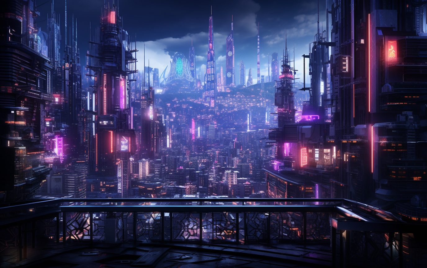 Dystopian Neon Cyberpunk City Lights