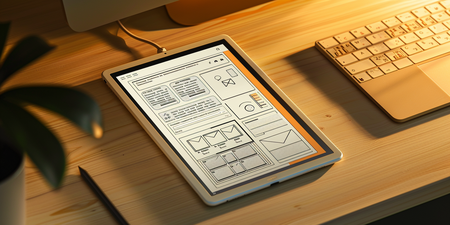 E-ink device wireframes layout