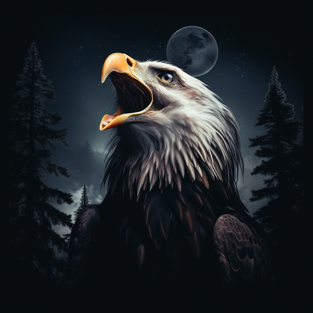 Eagle person howling at moon