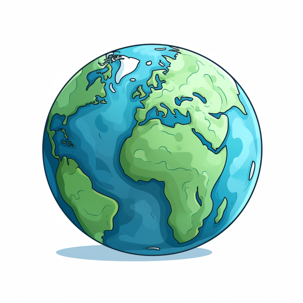 Earth Cartoon on White Background