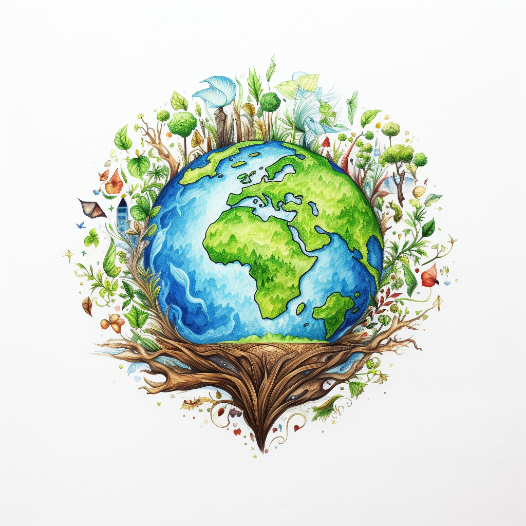 Sketch of holistic living and earth elements