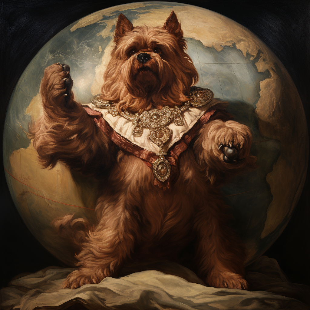 Strong Yorkie holding the Earth in Renaissance and Baroque art