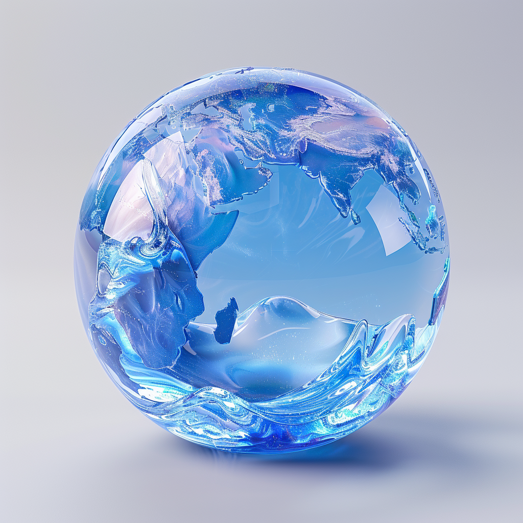 Earth Isometric Blue Glass Icon