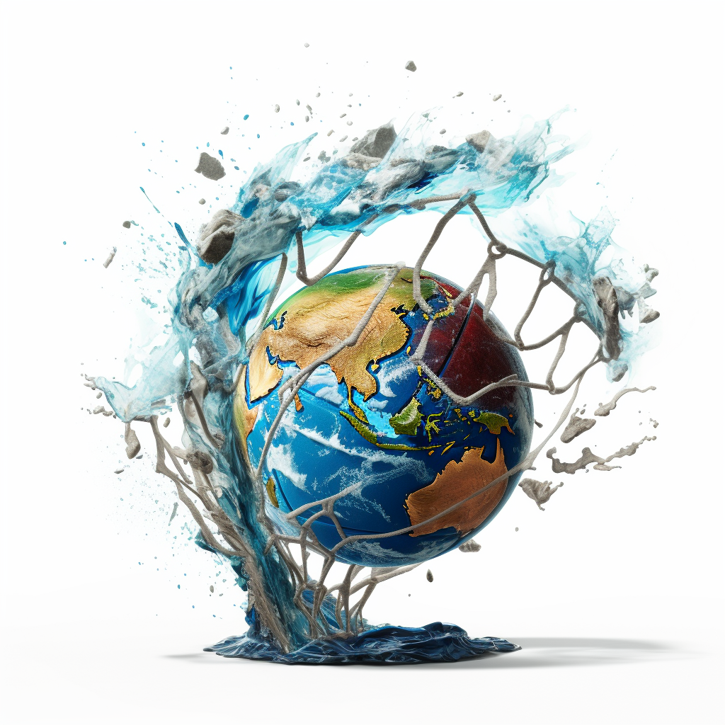 Earth swishing through basketball net