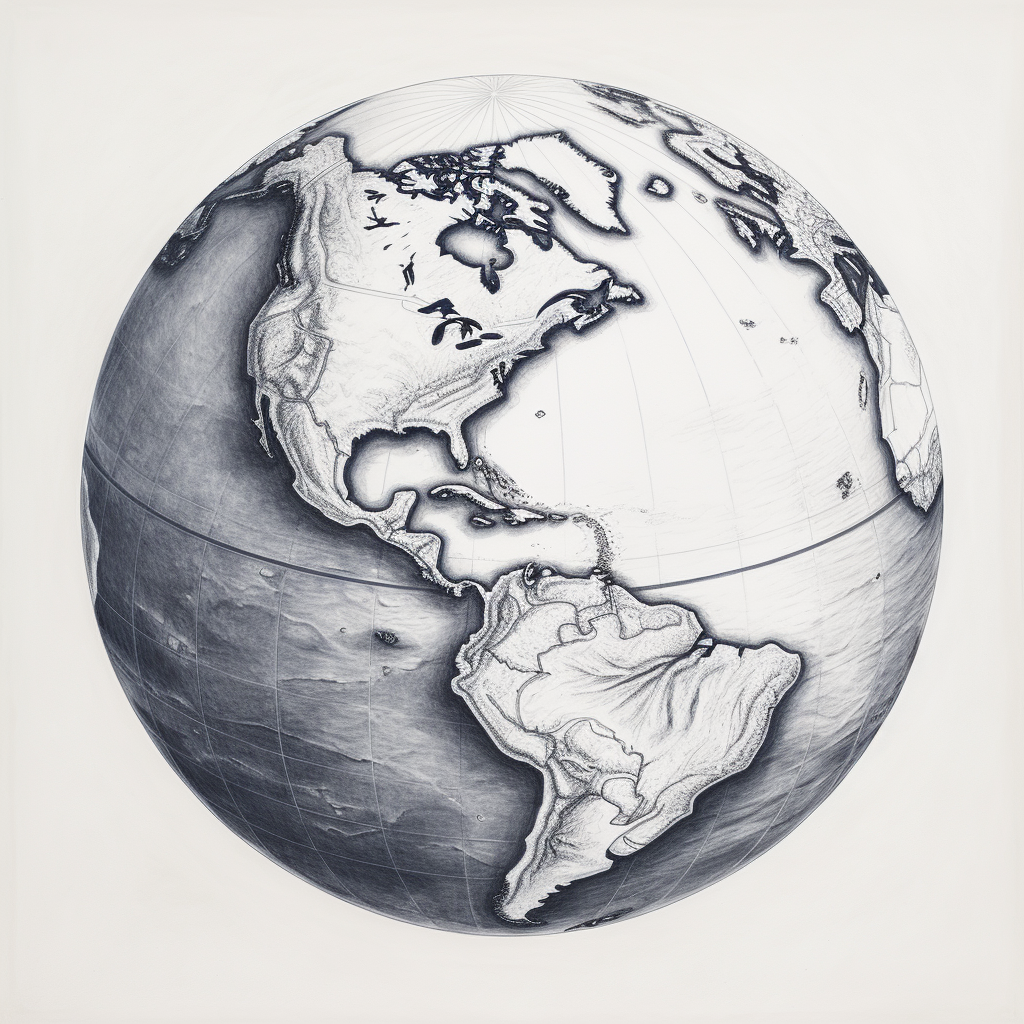 Sketch of Planet Earth showing the Americas