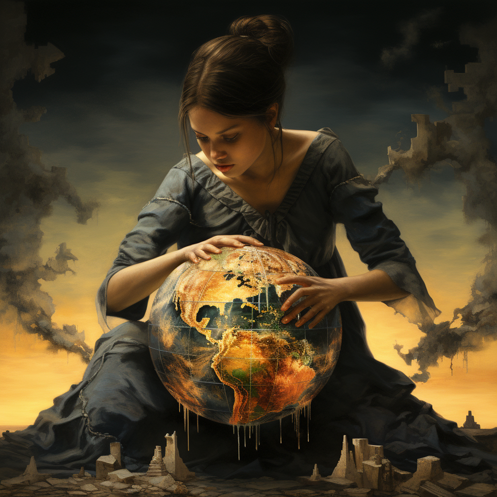 Surrealist figurative illustration of the Earth