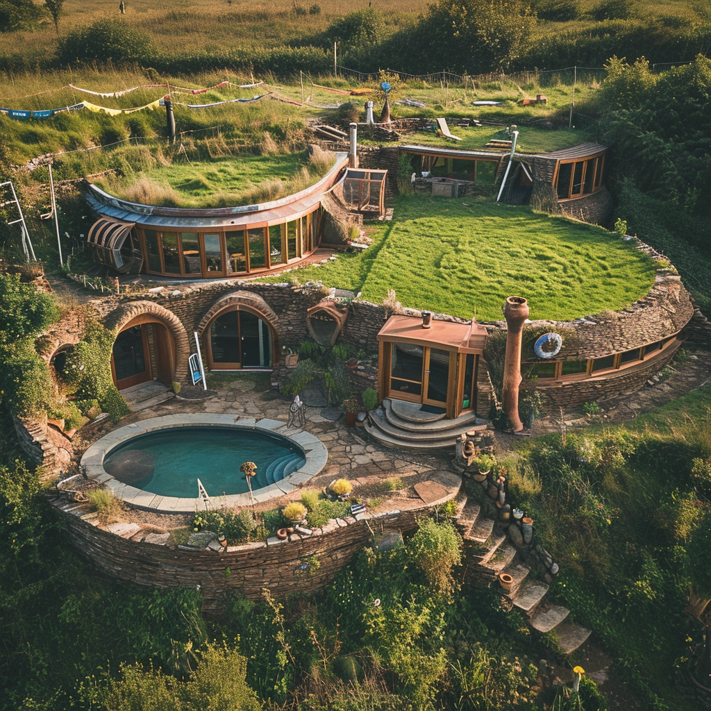 Aerial View of Earthship Home