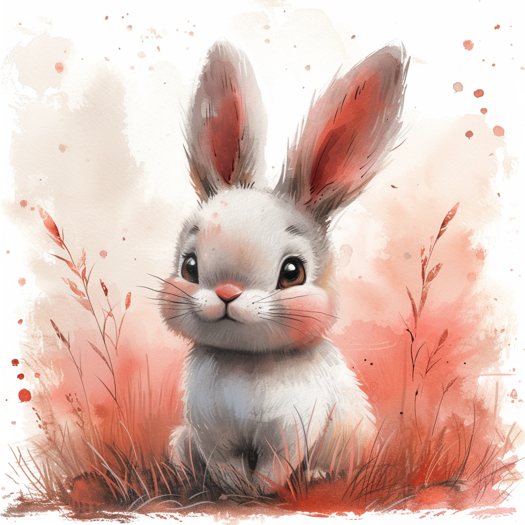 Easter bunny pastel watercolor illustration