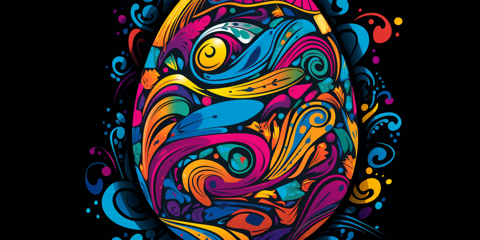 Easter Egg Pop-Art Graphic in Swirling Colors