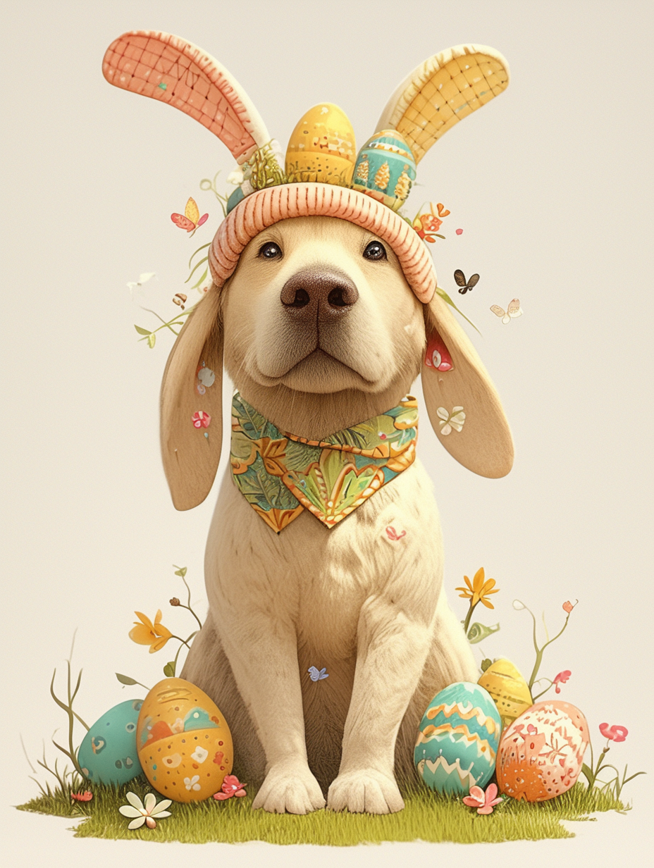 Golden Labrador Easter Bunny Rabbit