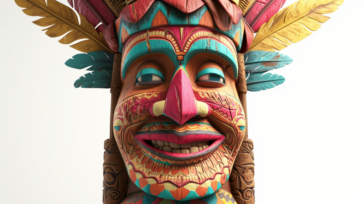 Smiling Chief with Feathers Cartoon