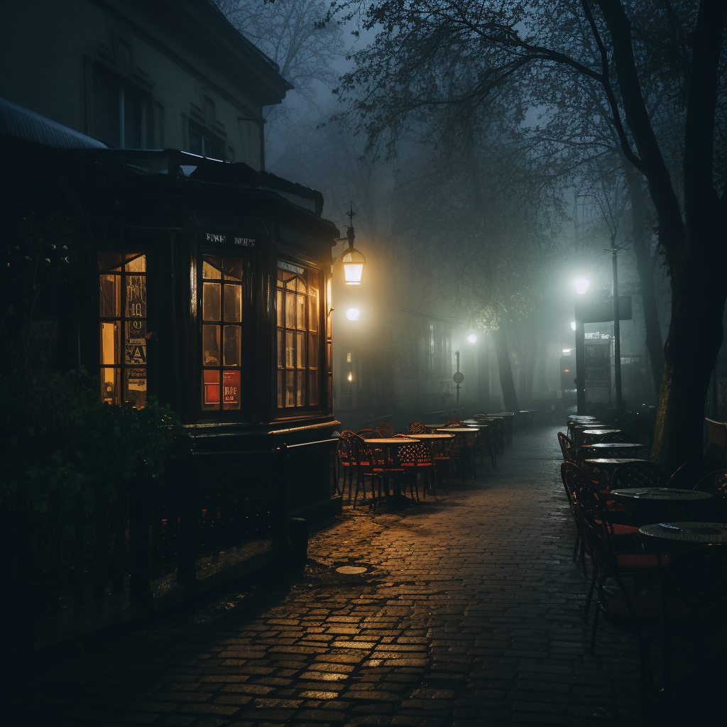 Moody Eastern Europe Cafe at Night