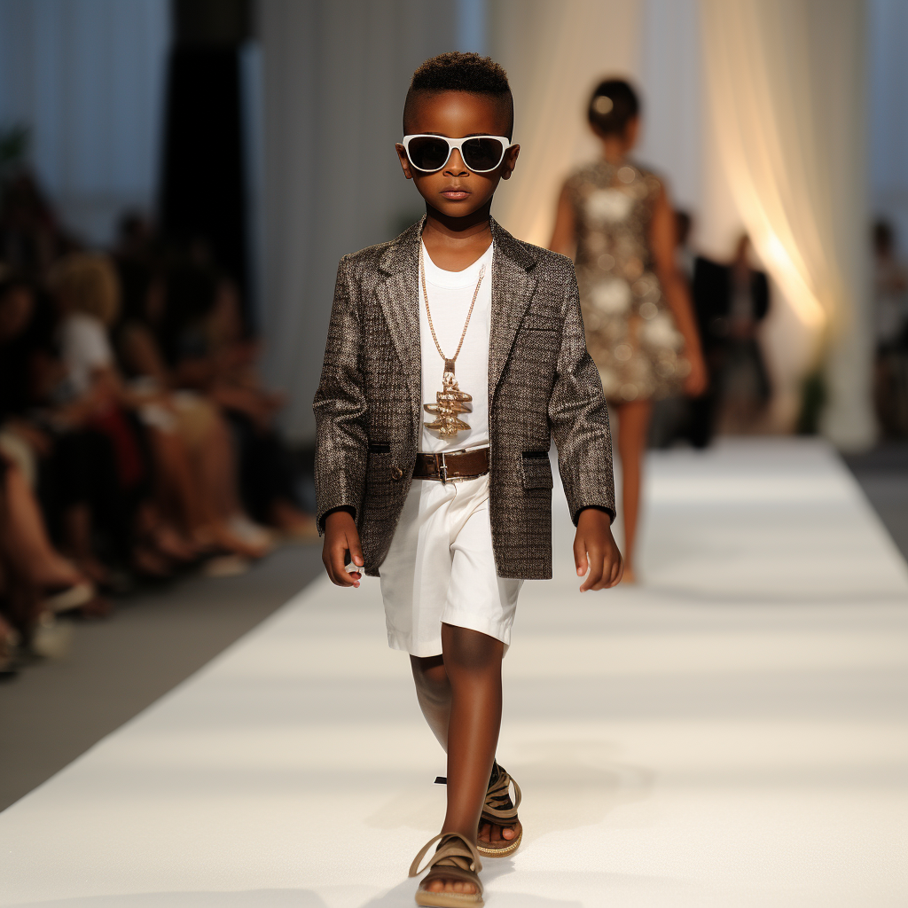 Ebony kid models on runway